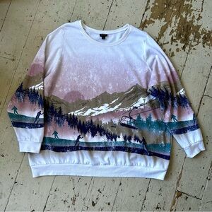 Torrid Skiers Ski Skiing Graphic  Print Sweatshirt Pullover